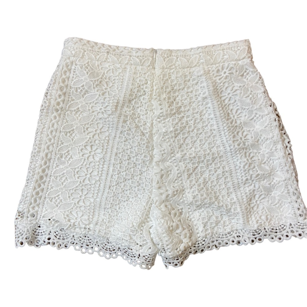 White Embroidered Lined Shorts - Picture 3 of 10